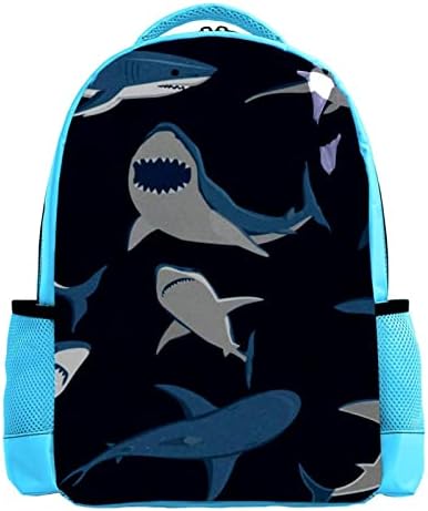 Erkekler ve Kadınlar için VBFOFBV Hafif Rahat Dizüstü Sırt Çantası, Mavi Karikatür Köpekbalığı