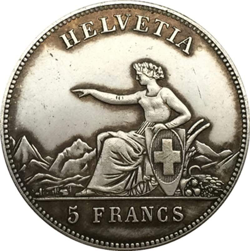 1863 İsviçre Paraları Bakır Gümüş Kaplama Antika Paralar Paralar El Sanatları Koleksiyonu Darbe Olabilir