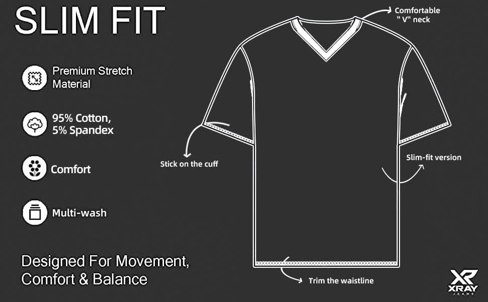 X RAY erkek Yumuşak Pamuk Katı Slim Fit Streç Kısa Kollu V Yaka T-Shirt, moda Rahat Tee Erkekler için