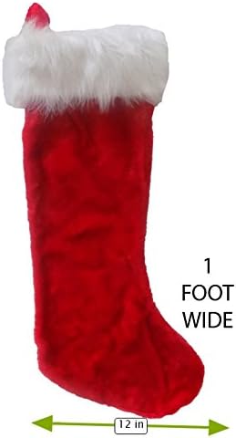 Klasik Kırmızı ve Beyaz Peluş Noel Çorabı (Ekstra Büyük 28) (2 Fitten Uzun)