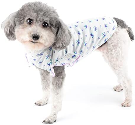 Zunea Çiçek Köpek Gömlek Küçük Köpekler için Kız Fırfır Kollu Yaz Köpek Giysileri Yumuşak Nefes Temel T-Shirt Tatlı