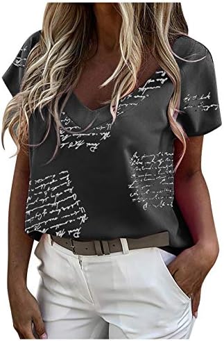 Tişörtü Kare Boyun Moda Rahat Yaz Artı Boyutu Kısa Kollu Nefes Rahat Baskılı Gömlek Kadınlar için