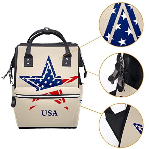 ABD Yıldız Logosu bez bebek bezi çantaları Mumya Sırt Çantası Büyük Kapasiteli Bez Torba Hemşirelik Seyahat Çantası