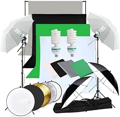 GENİGW Fotoğraf Stüdyosu Led Softbox Şemsiye Aydınlatma Kiti Arkaplan Destek Standı 4 Renk Zemin Fotoğraf Video Çekim