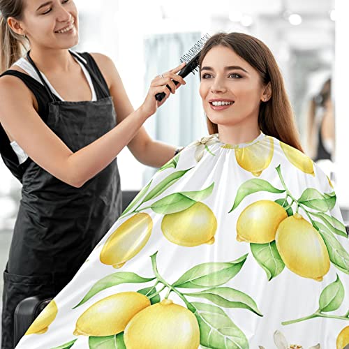 visesunny Berber Pelerin Suluboya Limon Çiçek Polyester Saç Kesme Salon Cape Önlük Anti-Statik Saç Kesimi Suya Dayanıklı