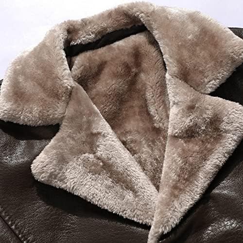 BADHUB Kışlık Mont Erkekler için Katı Rahat Orta Uzunlukta Palto Kalınlaşmak Suni Deri Yatak Açma İnce Ceket Mont