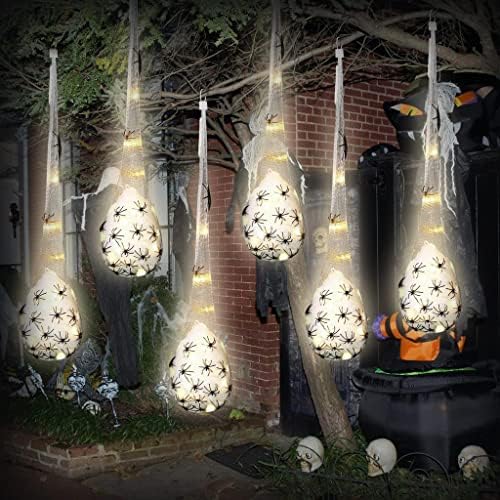 Cadılar Bayramı dekor kapalı açık, cadılar bayramı dekorasyon asılı ışık up örümcek yumurta keseleri Açık dekorasyon