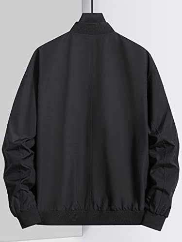 OSHHO Ceketler Kadınlar - Erkekler için Flap Cep Zip Up Bombacı Ceket Tee Olmadan (Renk : Siyah, Boyut: X-Küçük)