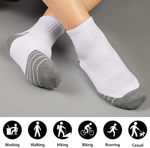 COOVAN Ayak Bileği Çorap Erkekler için Atletik Koşu Çeyrek Çorap Minderli 6 Pairs