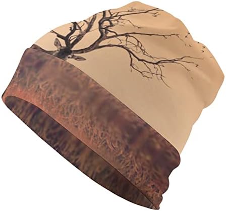 Kuru Ağaç Gibi Kırmızı Geyik Geyik Bere Kap Yumuşak Sıcak Tam Kazak Kap Kafatası Kap Uyku Şapka Unisex için