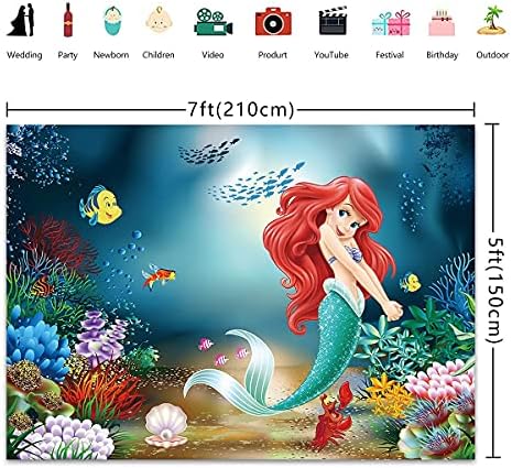 BWW Arie Mermaid Prenses Zemin, Deniz Altında Mermaid Arka Plan Fotoğrafçılık için Kız Doğum Günü Partisi Dekorasyon