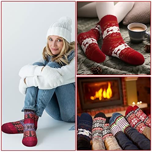 30 Pairs Kış Çorap Renkli sıcak tutan çoraplar Toplu Unisex Soğuk Hava Ekip Çorap Vintage Desen Çorap, 30 Stilleri