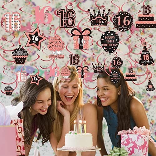 16th Doğum Günü Afiş Süslemeleri Kiti Kızlar için Büyük 16th Doğum Günü Partisi Kapı Afiş Zemin Malzemeleri 36 adet