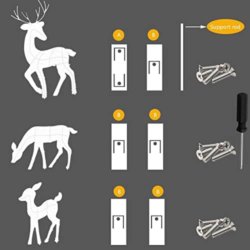 SEPPR ışıklı geyik noel süslemeleri, ren geyiği noel dekorasyon LED ışıkları noel geyik açık süslemeleri için ön metre