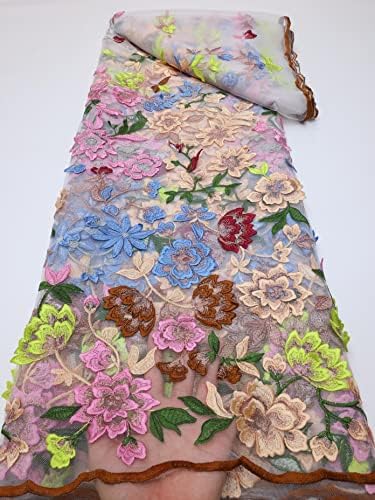 Annenearu Tasarım Beyaz Afrika Örgü Dantel Kumaş Fransız Nakış 3D Çiçek Tül Dantel dikiş kumaşı Düğün Parti Elbise