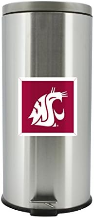 NCAA Washington State Cougars Ayak Pedallı Paslanmaz Çelik Çöp Kutusu, 30 Litre