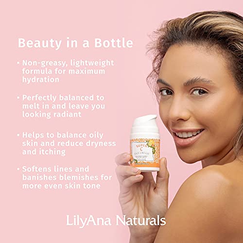 LilyAna Naturals Süper C Yüz Kremi-Yüz için Kırışıklık Kremi-Kadınlar ve Erkekler için C Vitamini Yüz Kremi-Yüksek