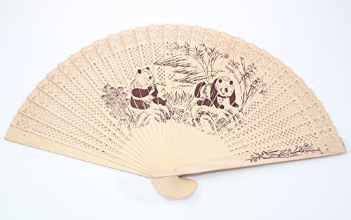 Satış verginizi ödüyoruz 10 Set Çift Taraflı Ahşap Asya Panda Baskı Tasarım El Fanlar Parti Dekorasyon Hediye (D13428)