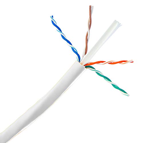 Kablotoptan 1000 Ayak Toplu Plenum Cat6a Ethernet Kablosu, 500 MHz, 23 AWG, UTP (Korumasız Bükümlü Çift) Katı Bakır,