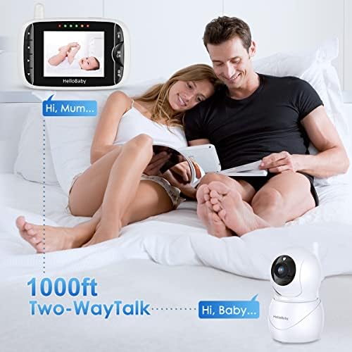 Kamera ve Sesli HelloBaby Monitör, IPS Ekran LCD Ekran Video Bebek Monitörü WiFi Yok Kızılötesi Gece Görüşü, Sıcaklık,
