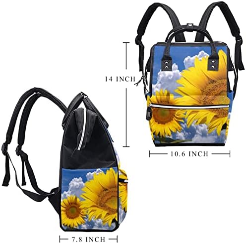 VBFOFBV bebek bezi çantası sırt çantası, çok işlevli büyük seyahat sırt çantası, Ayçiçeği gökyüzü