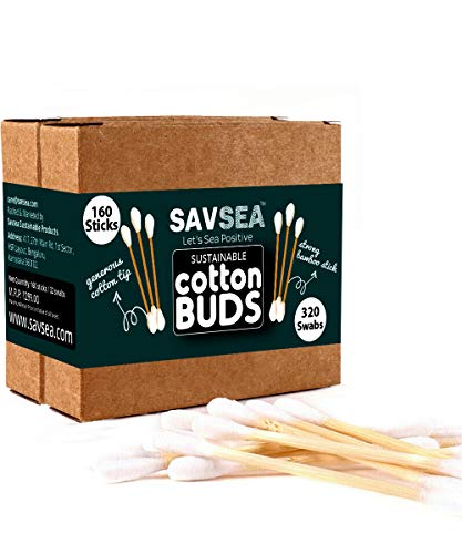 Savsea Bambu Pamuk kulak Tomurcukları 160 adet (80 çubuk x 2) ve Bambu Kömür yumuşak kıllar Diş Fırçası (2 Adet)