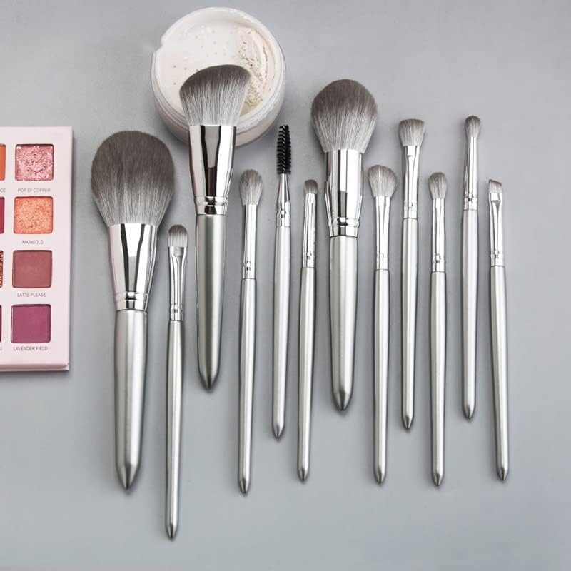 WALNUTA 12 adet Gümüş Makyaj Fırçalar Set Kozmetik Pudra Fondöten Allık Göz Farı Dudak Fırçası Profesyonel Güzellik