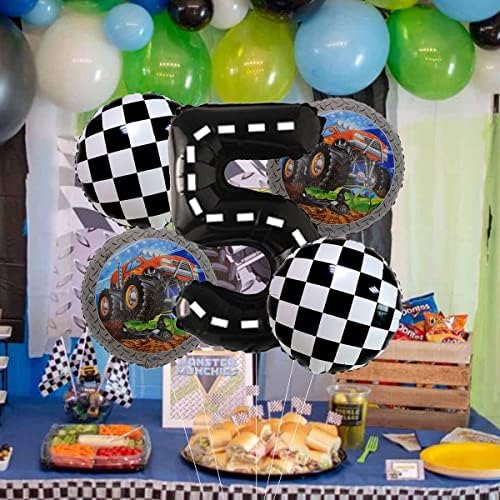 Canavar Kamyon Parti Malzemeleri Jumbo 5 adet Canavar Kamyon 5. Doğum Günü Balonları Dev 40 İnç Yarış Arabası Numarası