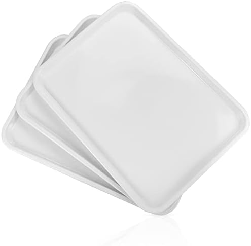 Rcybeo Beyaz Servis Tepsisi, 3'lü Set Plastik Servis Tabağı Yiyecek Tepsisi Atıştırmalıklar için Parti Tepsisi Cips