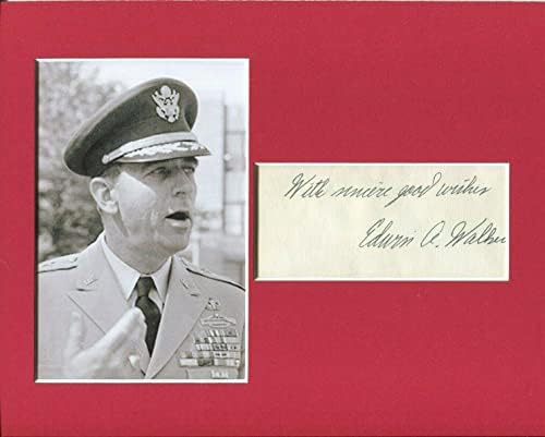 Tümgeneral Edwin Walker İkinci Dünya Savaşı Savaşı Kore JFK İmzalı İmza Fotoğraf Ekranı - İmzalı Kolej Fotoğrafları