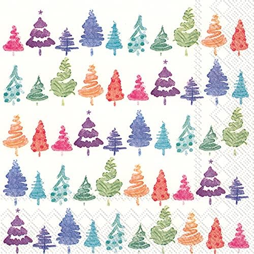 Noel Ağacı Temalı Dekoratif Öğle Yemeği Kağıt Peçeteler, 40 Adet Renkli Noel