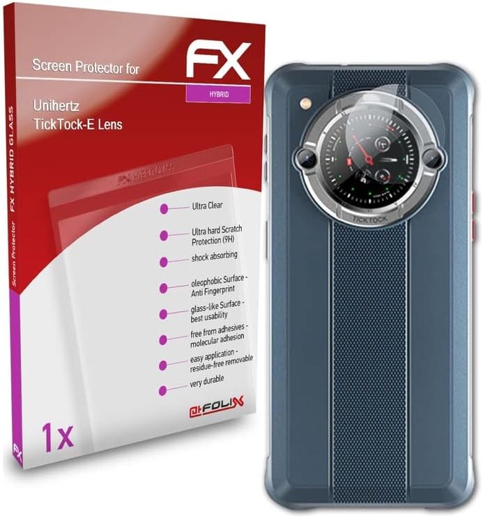 Unihertz TickTock-E Lens Camı Koruyucusu ile Uyumlu atFoliX Plastik Cam Koruyucu Film, Plastikten 9H Hibrit Cam FX