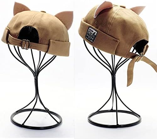 LUCKYBUNNY Kadın Kedi Kulaklar Docker Şapka Kasketleri Retro Brimless Kapaklar Ayarlanabilir Denizci Kap Hip Hop Şapka