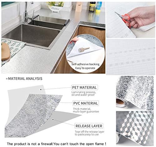 jweemax Mutfak Backsplash Çıkartmalar, kendinden Yapışkanlı yağ geçirmez ısıya dayanıklı Duvar Sticker kabuğu ve sopa